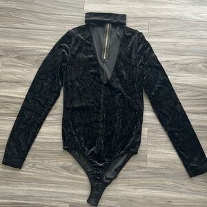 Black velvet bodysuit